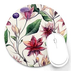 Floral Pattern Round Mousepad