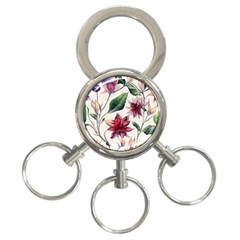 Floral Pattern 3-ring Key Chain by designsbymallika