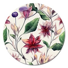 Floral Pattern Magnet 5  (round) by designsbymallika