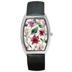 Floral Pattern Barrel Style Metal Watch by designsbymallika