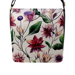 Floral Pattern Flap Closure Messenger Bag (l) by designsbymallika