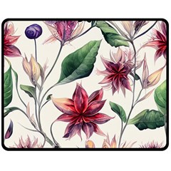 Floral Pattern Two Sides Fleece Blanket (medium) by designsbymallika