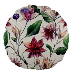 Floral Pattern Large 18  Premium Flano Round Cushions by designsbymallika