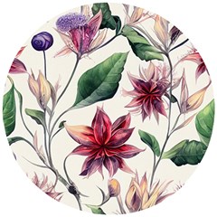 Floral Pattern Wooden Puzzle Round by designsbymallika