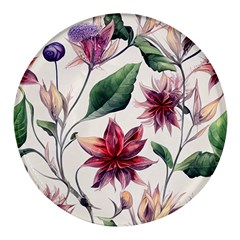 Floral Pattern Round Glass Fridge Magnet (4 Pack) by designsbymallika