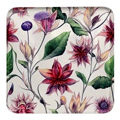 Floral Pattern Square Glass Fridge Magnet (4 Pack) by designsbymallika