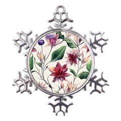 Floral Pattern Metal Large Snowflake Ornament by designsbymallika