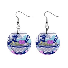 Ramen Kanji Vaporwave Artwork Minimalism Mini Button Earrings by Bangk1t