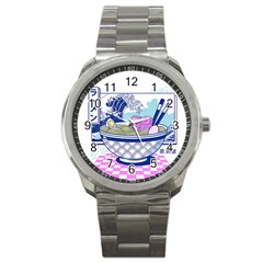 Ramen Kanji Vaporwave Artwork Minimalism Sport Metal Watch by Bangk1t