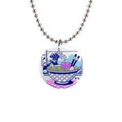 Ramen Kanji Vaporwave Artwork Minimalism 1  Button Necklace by Bangk1t