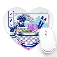 Ramen Kanji Vaporwave Artwork Minimalism Heart Mousepad by Bangk1t