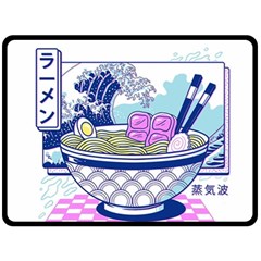 Ramen Kanji Vaporwave Artwork Minimalism Fleece Blanket (large) by Bangk1t