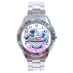 Ramen Kanji Vaporwave Artwork Minimalism Stainless Steel Analogue Watch by Bangk1t