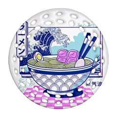 Ramen Kanji Vaporwave Artwork Minimalism Ornament (round Filigree) by Bangk1t