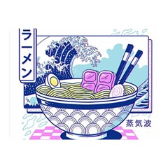 Ramen Kanji Vaporwave Artwork Minimalism Two Sides Premium Plush Fleece Blanket (mini) by Bangk1t