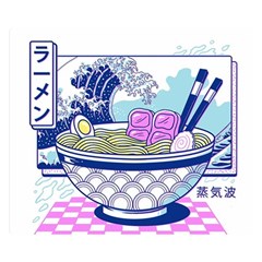 Ramen Kanji Vaporwave Artwork Minimalism Premium Plush Fleece Blanket (small) by Bangk1t