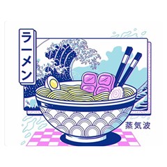 Ramen Kanji Vaporwave Artwork Minimalism Premium Plush Fleece Blanket (medium) by Bangk1t