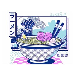 Ramen Kanji Vaporwave Artwork Minimalism Premium Plush Fleece Blanket (extra Small) by Bangk1t