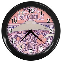 Ramen Kawaii Aesthetic Pink Wall Clock (black) by Bangk1t