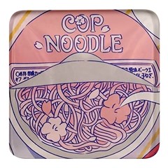 Ramen Kawaii Aesthetic Pink Square Glass Fridge Magnet (4 Pack)