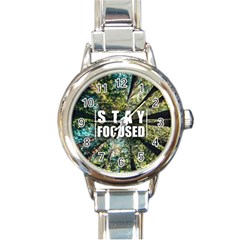 Stay Focused Focus Success Inspiration Motivational Round Italian Charm Watch