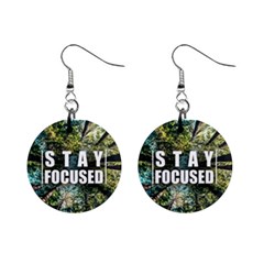 Stay Focused Focus Success Inspiration Motivational Mini Button Earrings by Bangk1t