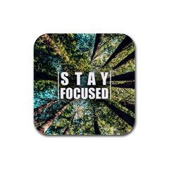 Stay Focused Focus Success Inspiration Motivational Rubber Square Coaster (4 Pack) by Bangk1t