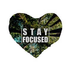 Stay Focused Focus Success Inspiration Motivational Standard 16  Premium Flano Heart Shape Cushions by Bangk1t