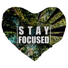 Stay Focused Focus Success Inspiration Motivational Large 19  Premium Flano Heart Shape Cushions by Bangk1t