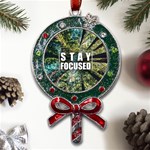 Stay Focused Focus Success Inspiration Motivational Metal X Mas Lollipop with Crystal Ornament Front