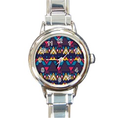 Pattern Colorful Aztec Round Italian Charm Watch