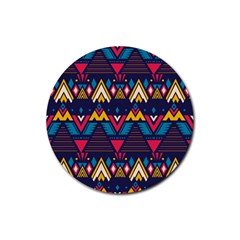 Pattern Colorful Aztec Rubber Coaster (round) by Ravend