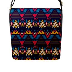 Pattern Colorful Aztec Flap Closure Messenger Bag (l) by Ravend