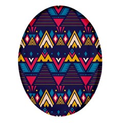 Pattern Colorful Aztec Oval Glass Fridge Magnet (4 Pack) by Ravend