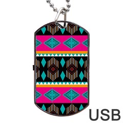 Abstract Art Pattern Design Vintage Dog Tag Usb Flash (two Sides) by Ravend