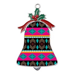 Abstract Art Pattern Design Vintage Metal Holly Leaf Bell Ornament