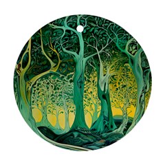 Nature Trees Forest Mystical Forest Jungle Ornament (round) by Ravend