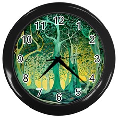 Nature Trees Forest Mystical Forest Jungle Wall Clock (black) by Ravend