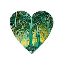 Nature Trees Forest Mystical Forest Jungle Heart Magnet by Ravend