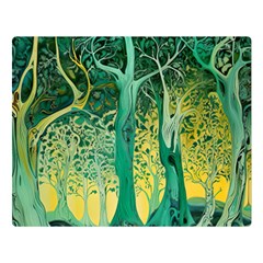 Nature Trees Forest Mystical Forest Jungle Premium Plush Fleece Blanket (large) by Ravend