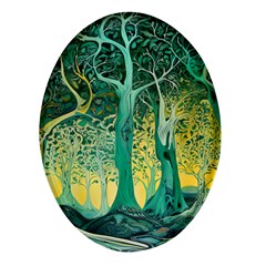 Nature Trees Forest Mystical Forest Jungle Oval Glass Fridge Magnet (4 Pack) by Ravend