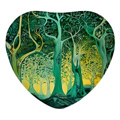 Nature Trees Forest Mystical Forest Jungle Heart Glass Fridge Magnet (4 Pack) by Ravend