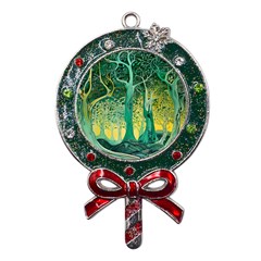 Nature Trees Forest Mystical Forest Jungle Metal X mas Lollipop With Crystal Ornament