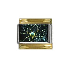 Ai Generated Neuron Network Connection Gold Trim Italian Charm (9mm) by Ravend