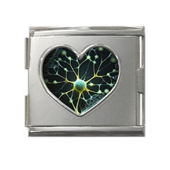 Ai Generated Neuron Network Connection Mega Link Heart Italian Charm (18mm) by Ravend