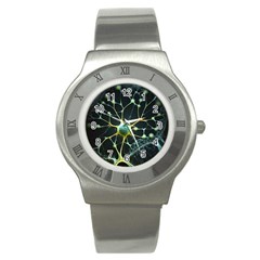 Ai Generated Neuron Network Connection Stainless Steel Watch by Ravend