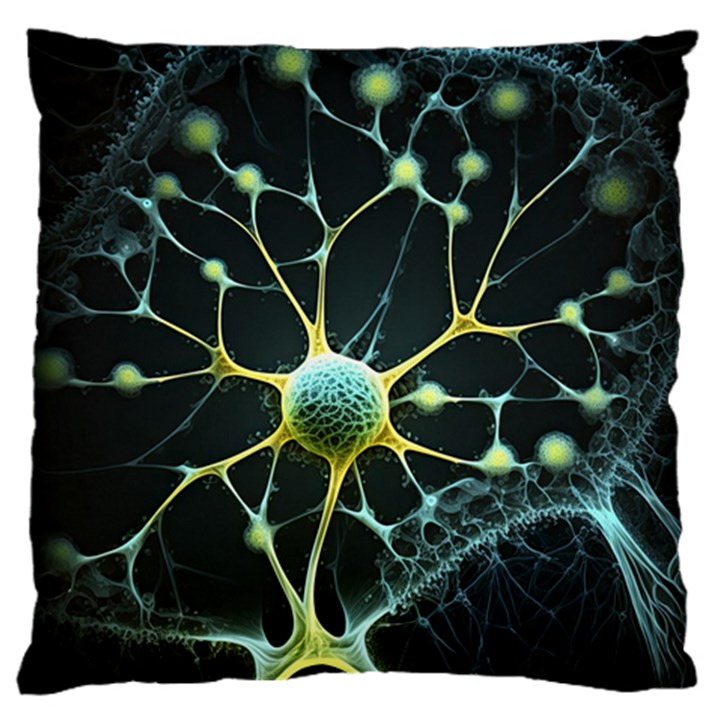 Ai Generated Neuron Network Connection Large Premium Plush Fleece Cushion Case (One Side)