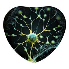 Ai Generated Neuron Network Connection Heart Glass Fridge Magnet (4 Pack) by Ravend