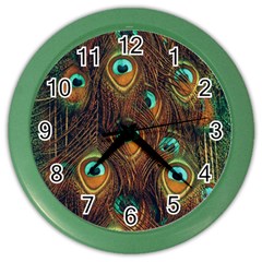 Peacock Feathers Color Wall Clock by Ravend