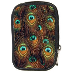 Peacock Feathers Compact Camera Leather Case by Ravend